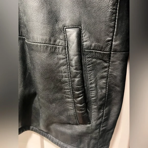 John Varvatos Black Sheepskin Leather Jacket - Men's Small - Soft & Sleek